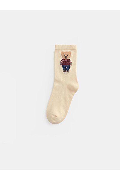 LC Waikiki Bear Teddy Printed Women's Socks (W6)