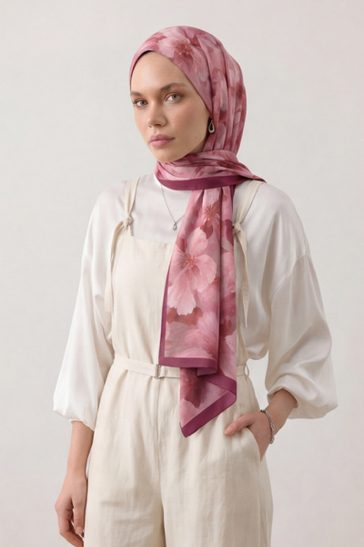 BONASERA EŞARP Women's Stylish French Silk Shawl 75X185 cm