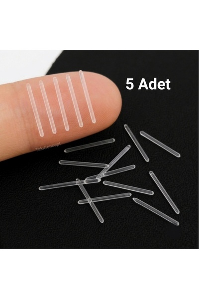 TakıConcept Şeffaf Görünmez Küpe Deliği Kapanma Önleyici Çubuk Retainer - 5 A...