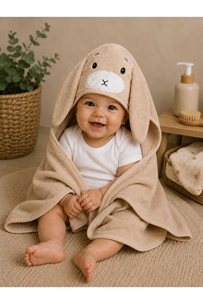 krm kerem bebe 100% Cotton Lamb Ear Embroidered Swaddle Baby Bath Towel