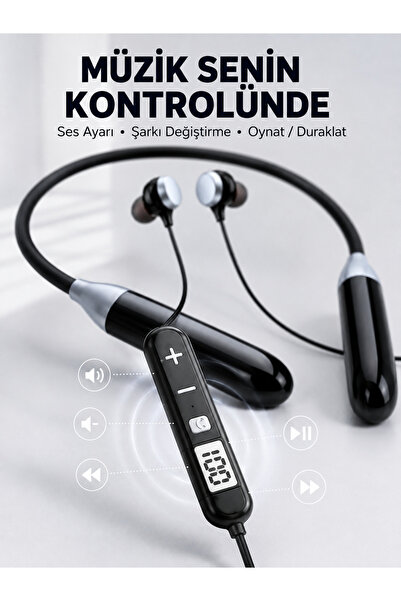 TİMİON Kablosuz Bluetooth Boyun Kulaklığı Mikrofonlu Müzik Çağrı Cevaplama Ses Kontrollü Kulak İçi Kulaklı