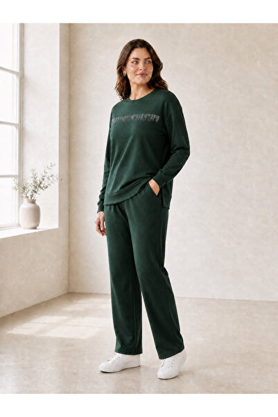 SERAPA Women's Modal Fabric Tracksuit Set with Stone Print Detail, Comfortabl...