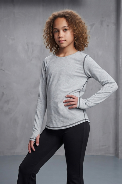 Colorinas Fleepy Finger-Looped Karyoka Stitched Long Sleeve Girl's T-Shirt