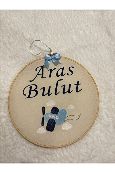 NOİSY TEKSTİL Hastane kapı süsü, Bebek Kapı süsü, Oda süsü Nakışlı 30 cm İsim...