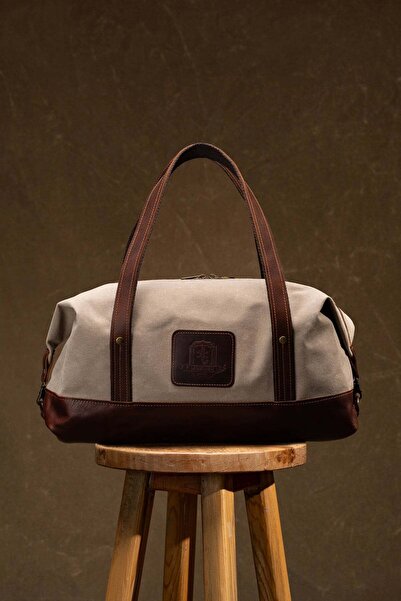 Semender Leather Goods Hakiki Deri ve Kanvas Unisex Seyahat Çantası Valiz El ...