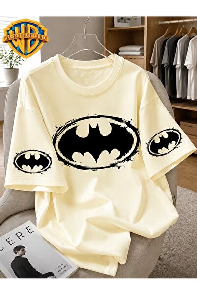 yombaa Batman Graffiti Printed Men's Short Sleeve T-Shirt with American Retro...