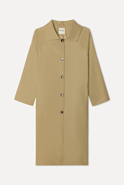 Mudo Women's Beige Oversize Long Trench Coat