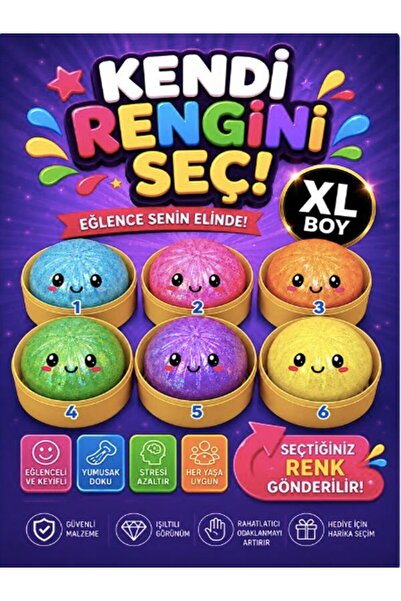 ODN SIK! EZ! EĞLEN! – Çin Mantısı Squishy Dumpling Simli Jel Top XL Boy Sukuş...