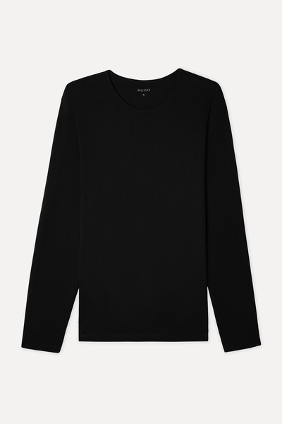 Mudo Men's Black Crew Neck Long Sleeve T-Shirt