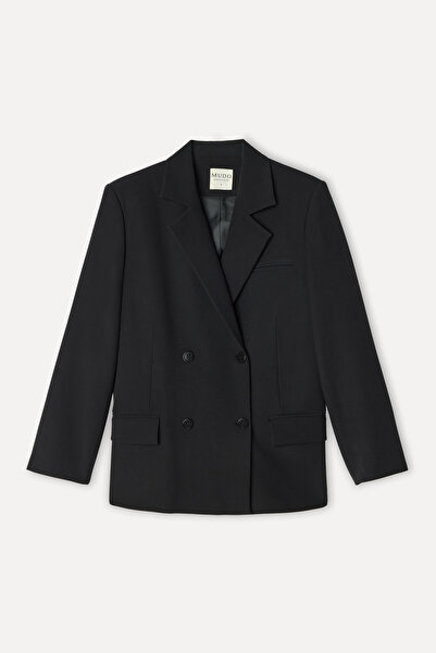 Mudo Women's Black Oversize Blazer Jacket
