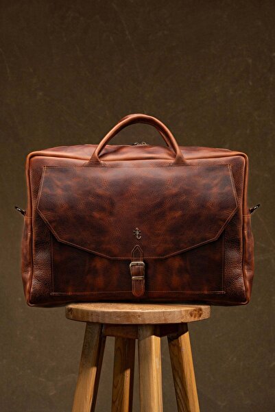 Semender Leather Goods Hakiki Deri Unisex Seyahat Çantası Valiz El Yapımı Gen...