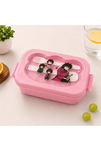 Home By SS Kids Compartment Lunch Box With Spoon And Fork, Secure Locking Cli...
