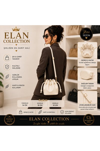 ELAN COLLECTİON Kadın Çanta Büzgülü Yeni Tasarım Yumuşak Ayarlanabilir Askılı...