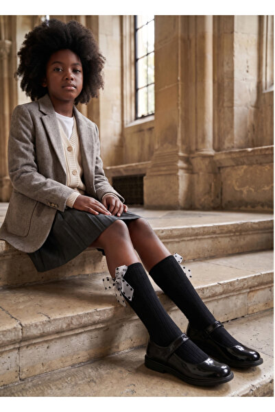 Katia&Bony Girl's polka dot bow black knee-high school socks