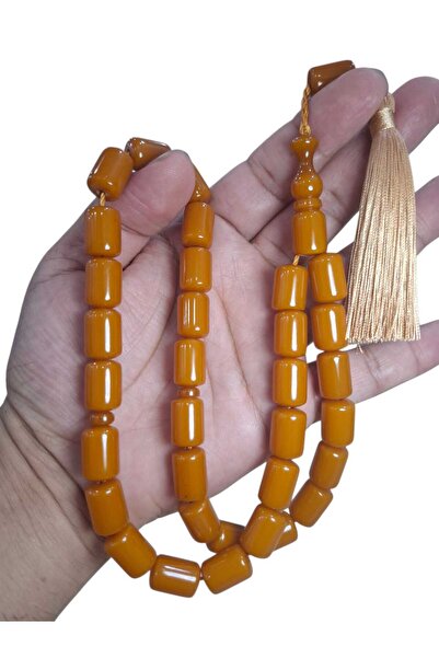 Cekke Tesbih Original Crimped Amber 11*16 mm Oven-Treated Antique Collectible...