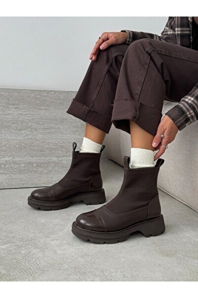HVZ Exclusive Brown Elastic Slip on Lightweight Sole Comfortable Thick Sole B...