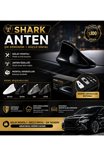 SHARK ANTEN BALIK SIRTI (SİYAH)