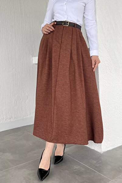 GÜLSELİ Tile Belted Pocketed Hijab Skirt