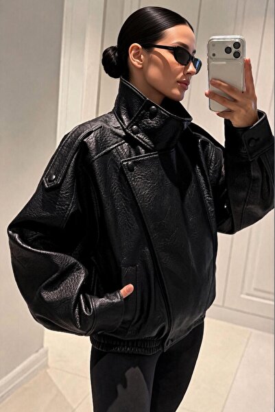 Avakado Suni Deri Biker Ceket