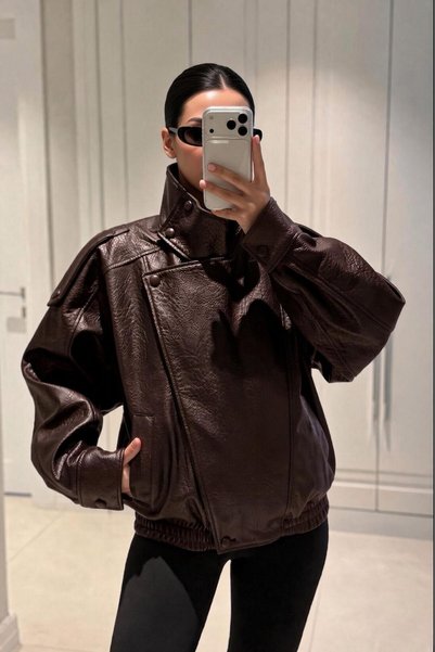 Avakado Suni Deri Biker Ceket