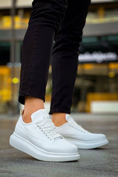 Lucy Shoes Jy814 Axel Lace-Up Leather Men's Casual Sneaker Shoes Cbt White