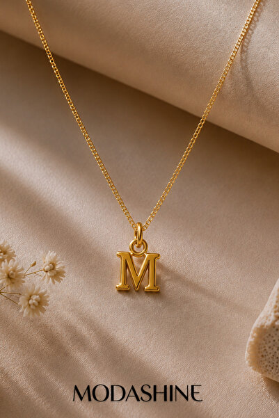 MODASHİNE Kişiye Özel Harf Kolye Gold - Harfli Kolye İsim Baş Harfi Sarı Altı...