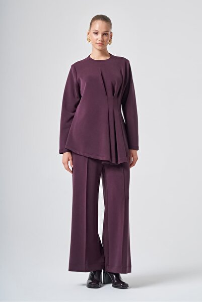 Nuss 1044 Beli Pile Detail Pants Suit