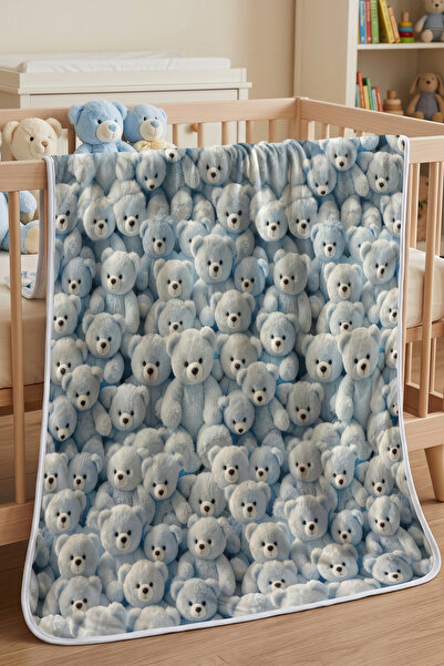 SeaPup Teddy Bear Printed Baby Blanket 80X90 cm Soft Textured 3D Printed Tedd...