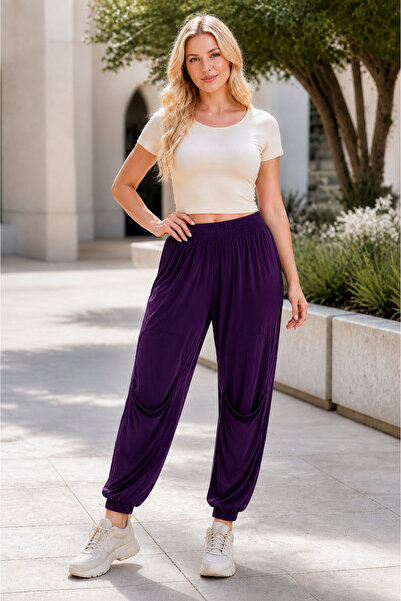 IŞILTI Women's Elastic Waist and Cuffs, Knee Pocket Detail, Flexible Waist, L...