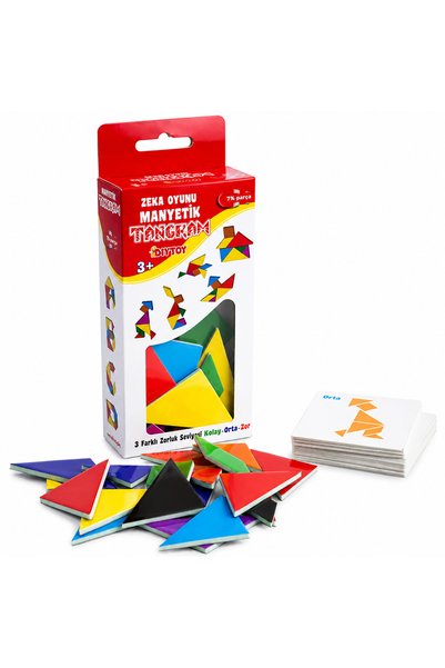Sayıcı Kids Manyetik Tangram Zeka Oyunu 36 Parça Eğitici Geometrik Şekiller