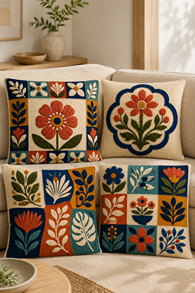 stellahomes 3D Embroidery-Look Floral and Leaf Pattern Digital Printed Decora...