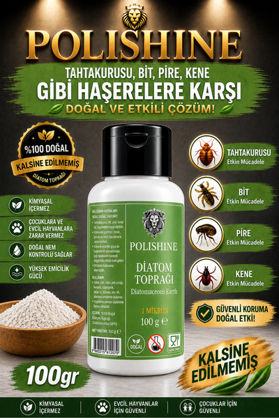Diatom Toprağı 100gr %100 / Tahtakurusu, Bit ve Parazit Tozu Yürüyen Haşereler İçin/ Kalsine Edilmemiş 1 Mikron