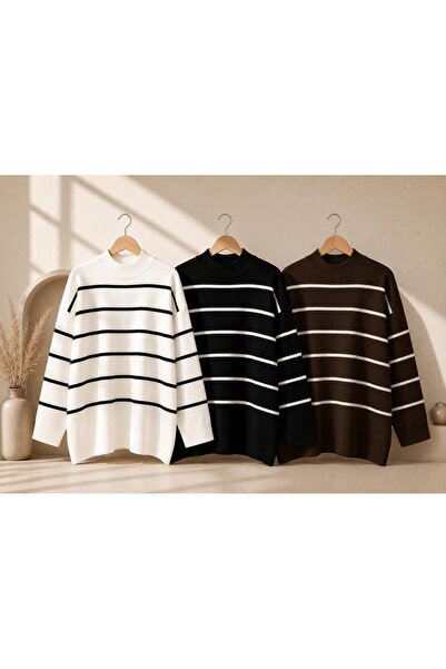 pepule Women's Striped Oversize Knitted Sweater
