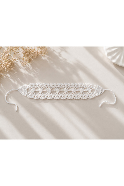 Tuel Crochet Hairband Handmade Tie up Knitted Women's Hair Accessory