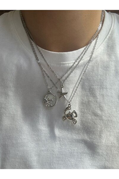 Arsaley Collection Güneş, Deniz Yıldızı Ve Yengeç Charm Çelik Zincirli Gümüş ...