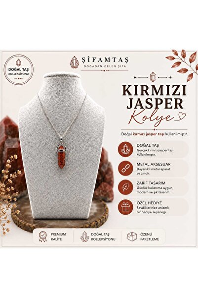 Kırmızı Jasper Doğal Taş Kolye Ucu