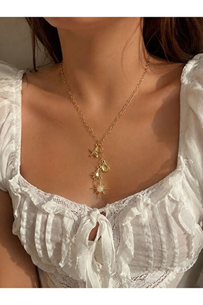 Arsaley Collection Çoklu Yıldız Ve Deniz Kabuğu Charm Altın Kaplama Zincirli ...