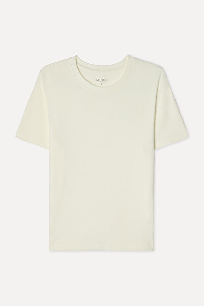 Mudo Women's Off-White Crew Neck T-Shirt