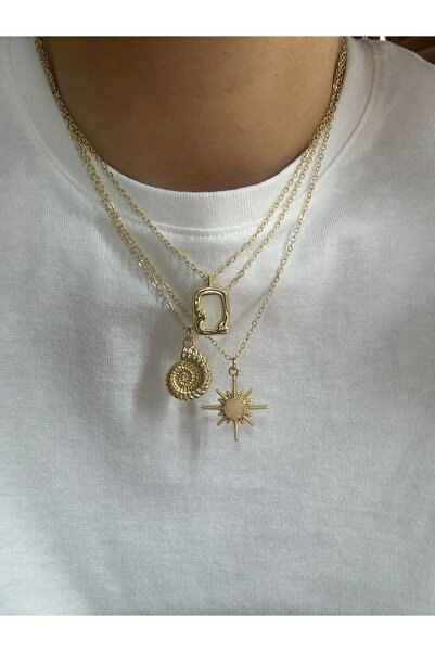Arsaley Collection Kare Plaka, Deniz Salyangozu ve Kutup Yıldızı Charm Altın ...