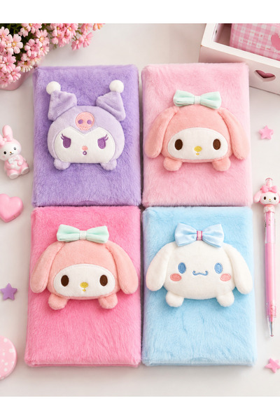 WF Sevimli Karakter Figürlü Peluş Kapaklı Defter – 4 Renk Seçeneği