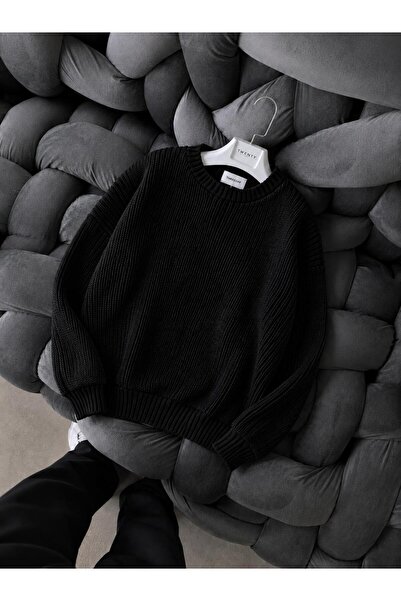 threeoff Men's Oversize Thessaloniki Knitted Sweater Crew Neck Sweater