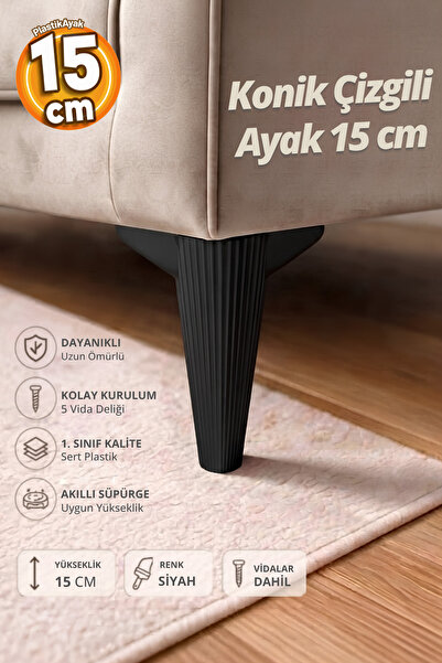 PlastikAyak Konik Çizgili Lüks Mobilya Kanepe Koltuk Tv Ünitesi Baza Yükselti...