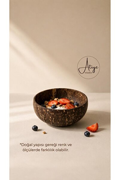 Atiye Studio Doğal Hindistan Cevizi Kasesi 13 cm – Granola, Smoothie Bowl ve ...