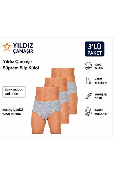 Yıldız Çamaşır Men's Single Jersey Slip Underpants (03-130-131) - 3 Pieces