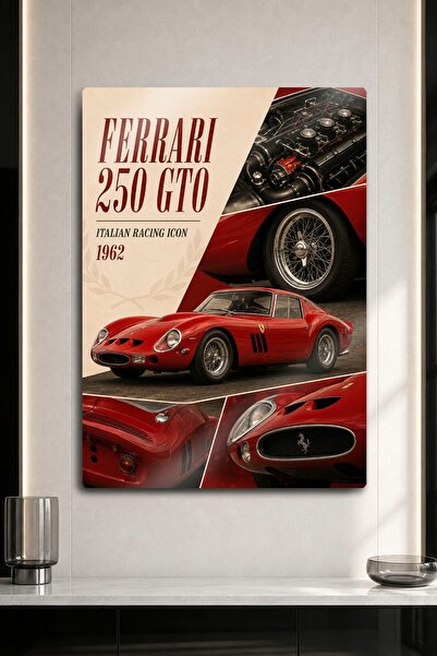 DekorHane Imprimare metalică - Ferrari 250 GTO 1962 Roșu Mașină de curse ital...