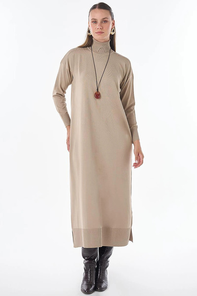 Kayra Turtleneck Knitwear Dress Stone