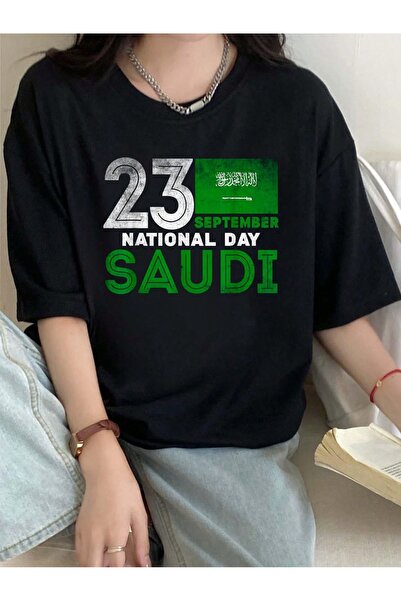 MUZİ قميص للرجال والنساء بمناسبة اليوم الوطني السعودي، مصنوع من القطن 100%، م...