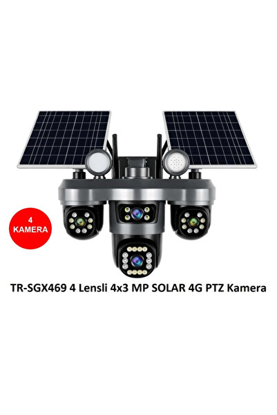 Trio TR-SGX469 (4 Kameralı) 4x3 MP SOLAR 4G PTZ (Sim Kartlı) Kamera(Veesky)