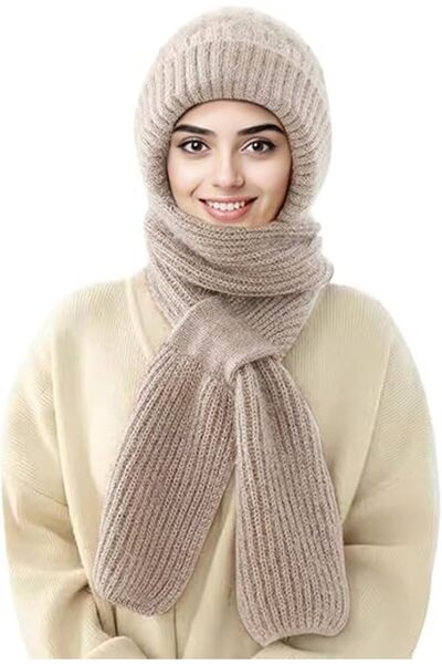 Arabest طقم قبعة وشال شتوي للنساء 2 في 1، قبعة محبوكة مبطنة بالصوف، قبعة دافئ...