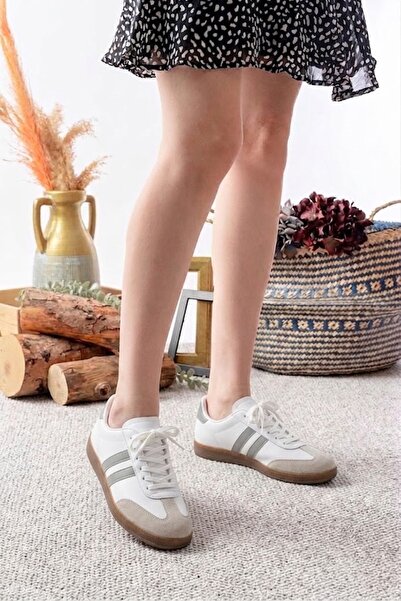 MCASERING Unisex Kadın Erkek Spor Ayakkabı Sneaker krem beyaz